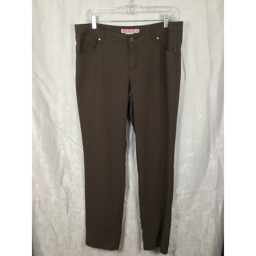 MIRIKA Women's Casual Pants size 9, Dark Brown, Polyester, Rayon, Spandex